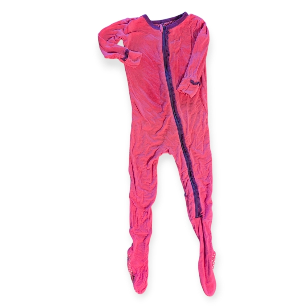 KICKEE PANTS Pink And Purple Bamboo Zip Up Pajama Sleeper Onesie